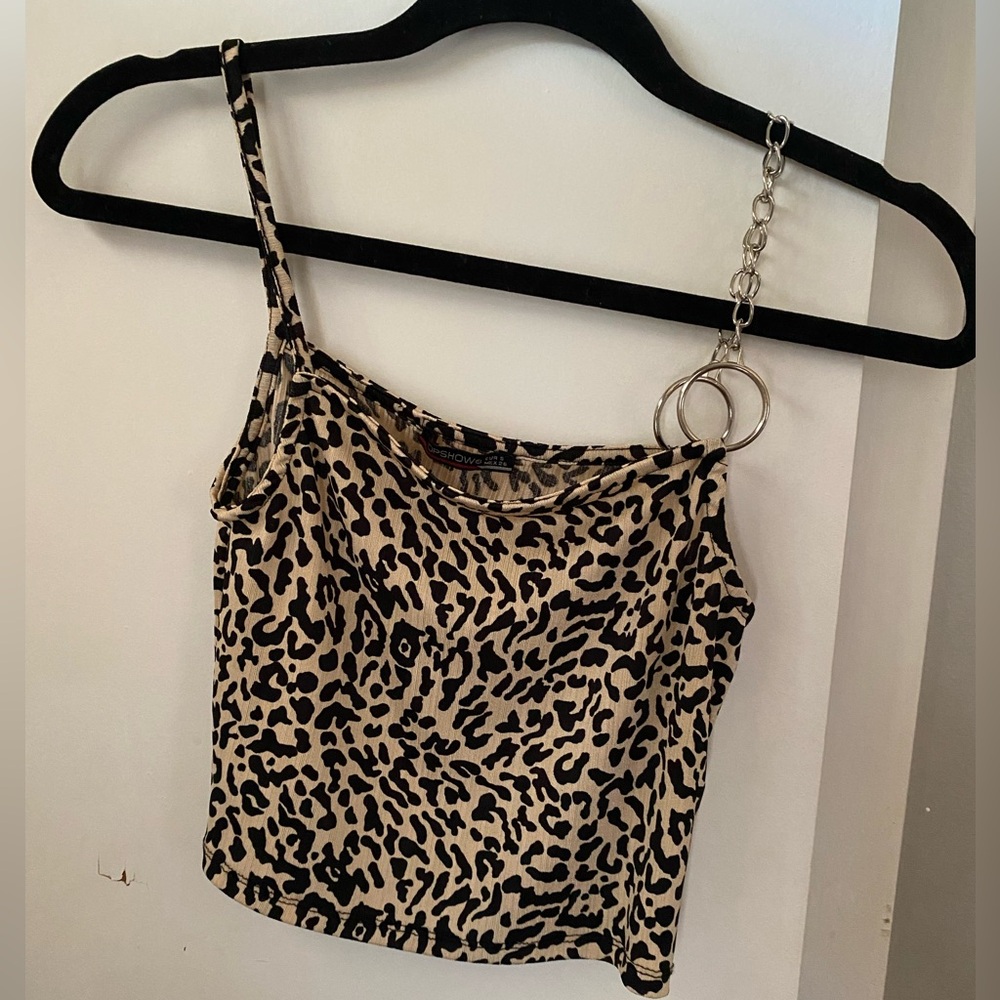 Leopard Print Women's Top with Chain Strap